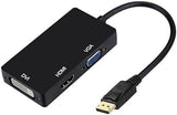 Adaptateur multi-fonction Displayport DP vers HDMI/DVI/VGA Mâle vers femelle 3 en 1
