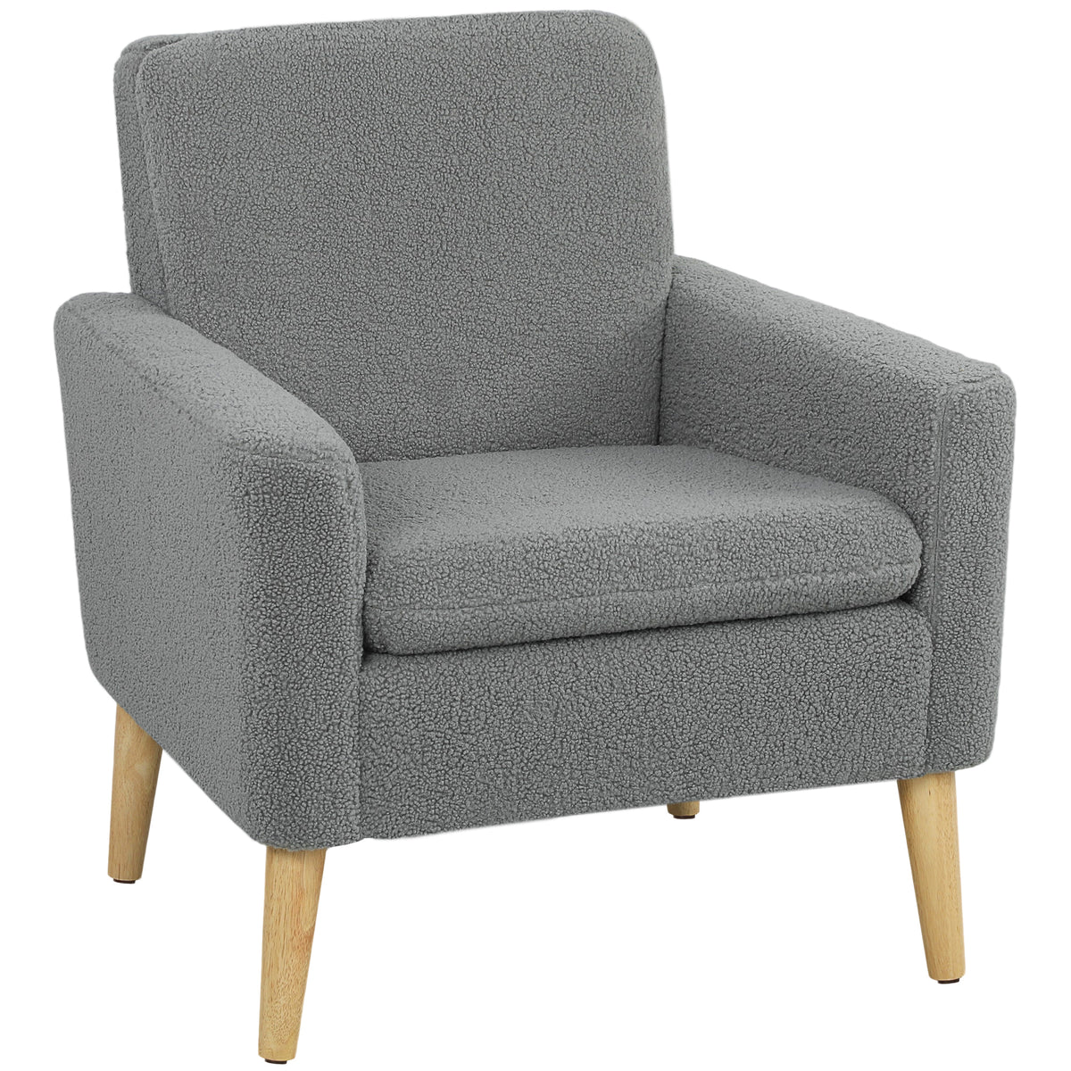 Fauteuil d'accent en tissu, Fauteuil moderne rembourré avec pieds en bois et siège large rembourré