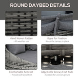 4 Pieces Patio PE Wicker Round Daybed