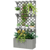 Raised Garden Bed, Wooden Planter with Trellis, Hanging Roof, Plant Shelf