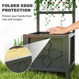 Galvanized Raised Garden Bed with Trellis, Metal Planter Box with Drainage Holes for Climbing Plants