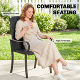 2 Piece PE Rattan Patio Dining Chairs with Steel Frame