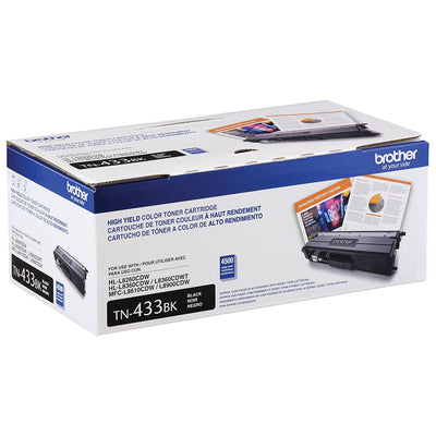 Brother TN-433BK High-Yield Black Toner, 4500 Pages