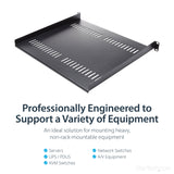 StarTech.com 1U Server Rack Shelf - Universal Vented Rack Mount Cantil