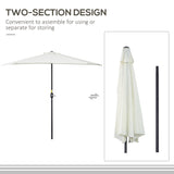 9ft Half Round Umbrella Outdoor Patio Garden Balcony Parasol Window Sun Shade w/ 5 Ribs