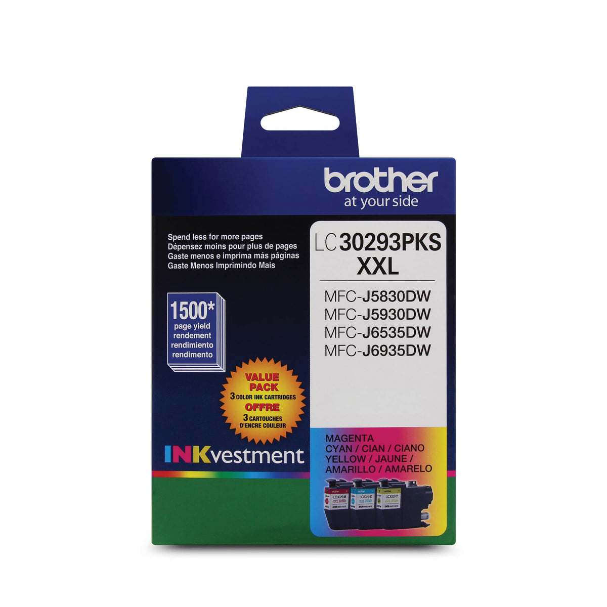 Brother LC30293PKS Cartouche d'Encre Haut Rendement - Couleur Ensemble de 3