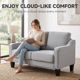Loveseat Sofa, Linen Upholstered, Thick Padded