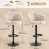 Bar Stools Set of 2, Swivel Counter Height Barstools with Back, Footrest, Adjustable Height