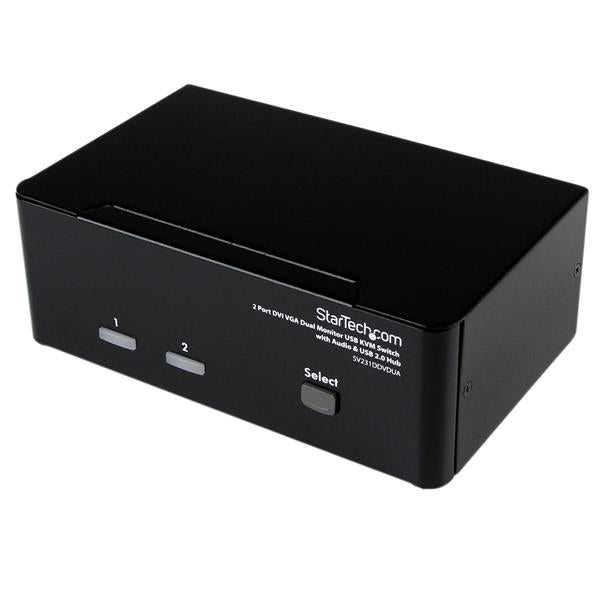 Commutateur KVM VGA DVI dual moniteur 2 ports StarTech.com USB avec audio et U