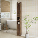 Narrow Bathroom Cabinet, Tall Bathroom Storage Cabinet with Barn Doors, Drawer and Adjustable Shelves