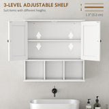 Farmhouse Bathroom Wall Cabinet, Wall Mounted Medicine Cabinet with Adjustable Shelf, Open Compartments