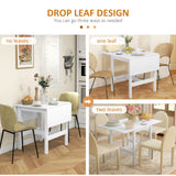 Solid Wood Kitchen Table, Farmhouse Drop Leaf Tables for Small Spaces, Folding Dining Table