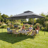 Patio Gazebo with Double Roof Outdoor Gazebo Canopy with Extendable Shade 10.5′ x 10.5′