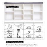 Shoe Bench with Storage, Upholstered Entryway Bench with Adjustable Shelves