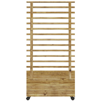 Wooden Planter with Trellis, Raised Garden Bed with 4 Wheels for Climbing Plants, 30