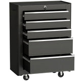 5-Drawer Rolling Tool Cabinet on Wheels, Lockable Tool Chest, Tool Organizer for Garage