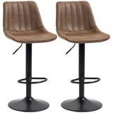 Adjustable Bar Stools Set of 2, Leathaire Swivel Barstools with Back and Footrest