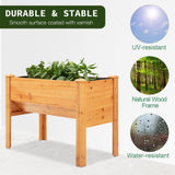 Wooden Raised Garden Plant Stand Outdoor Tall Flower Bed Box with Hooks, 48