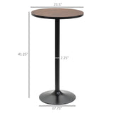Round Bar Table 41 Inch Height, Industrial High Bistro Table with Metal Base and Elm Wood Top