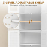 Freestanding Bathroom Cabinet with Glass/Louvred Doors, Tall Bathroom Cabinet for Kitchen