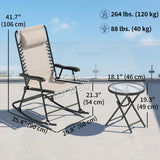 Ensemble de 3 Chaises Berçantes de Patio, Chaises Berçantes Pliantes d'Extérieur et Table Ensemble Bistro avec Siège et Dossier Maille Respirante, Appuie-tête pour Parc