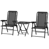 Ensemble bistro patio 3 pièces, ensemble table et chaises pliantes extérieures, ensemble de mobilier patio en métal avec porte-verres