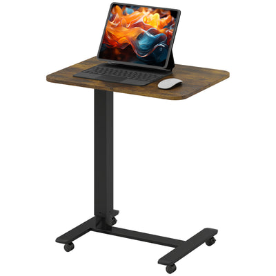 Pneumatic Standing Desk Adjustable Height, Mobile Stand Up Desk with Wheels, 43 Inch Rolling Table