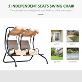 Luxury Porch Swing Metal Outdoor Swing Chair 2 Separated Seater Hammock Heavy-Duty with Canopy and Cushions