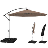 9.6ft Offset Patio Umbrella Garden Hanging Parasol Banana Cantilever Umbrella with Base