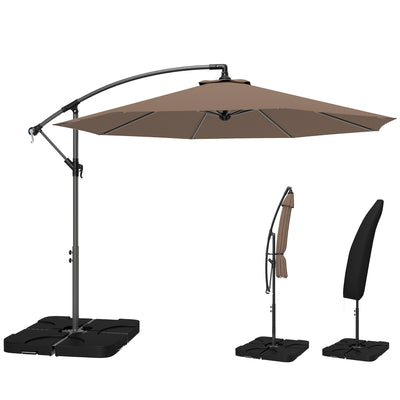 9.6ft Offset Patio Umbrella Garden Hanging Parasol Banana Cantilever Umbrella with Base