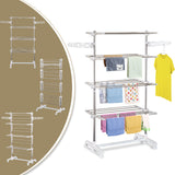 4 Layers Folding Laundry Rack Stand Dryer Storage Towel Rack Rolling