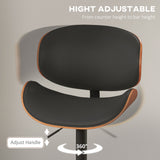 Bar Stools Set of 2, Modern PU Leather Adjustable Swivel Barstools with Curved Back, Footrest and Steel Base
