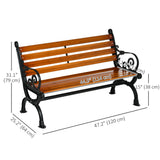 47 Inch Outdoor Garden Bench, Slatted Seat Back, 528 lbs. Capacity