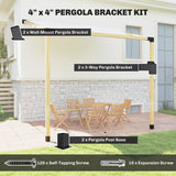 Pergola Kit, 15° Slanted Pergola Bracket Kit with 3-Way Brackets, Wall Mounts for 3.6
