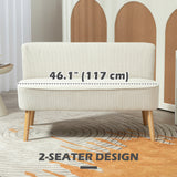 Modern 2 Seater Sofa, Upholstered Two Seater Couch with Rubber Wood Legs