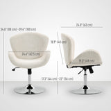 Swivel Office Chair, Velvet Desk Chair with Wide Bucket Seat, Tilt Function and Round Base