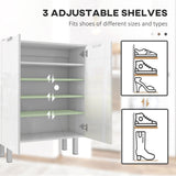 Armoire à chaussures, armoire de rangement à chaussures avec charnières à fermeture douce et tablettes réglables, contient 15-20 paires