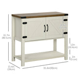 Farmhouse Kitchen Storage Cabinet, Free Standing Sideboard Console Table with Barn Doors, Bottom Shelf