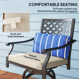 Ensemble de tabourets de bar extérieurs, lot de 2, Chaises de patio pivotantes hauteur de bar avec coussin, repose-pieds et oreiller pour bord de piscine