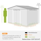 9.1'x6.4'x6.3' Garden Storage Shed w/ Foundation Kit Metal Tool Storage House w/ Double Doors