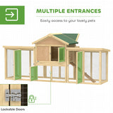 Wooden Chicken Coop, Outdoor Backyard Garden Large Rabbit Hutch with Nesting Box, Drawer