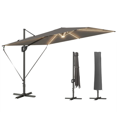 10 x 9.7 ft Offset Cantilever Patio Umbrella with Lights