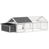 Poulailler grand parc à poules 95 po L avec nid, toit en bois, porte latérale pour extérieur, 4–8 poules
