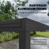 Aluminum Expandable Outdoor Dining Table with Tempered Glass Tabletop and Aluminum Frame