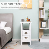 Slim End Table with 2 Drawers and Storage Shelf, Sofa Side Table for Living Room