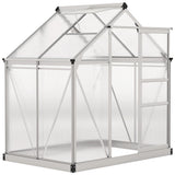 6.2' x 4.3' x 6.6' Clear Polycarbonate Greenhouse Large Walk-In Green House Garden Plants Grow Galvanized Base Aluminium Frame w/ Slide Door