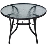 Table repas patio 42 pouces avec trou parasol, table bistro ronde extérieure pour jardin pelouse cour, acier