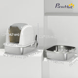 Large Stainless Steel Cat Litter Box with Lid