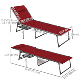 Folding Lounge Chair, Outdoor Chaise Lounge Tanning Chair with Adjustable Back, Side Table, Headrest