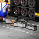 3 Pieces Tool Box Set, Stainless Steel Toolbox with Tray
